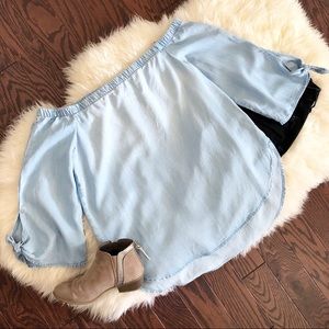 Cloth & Stone Off The Shoulder Chambray Top Size M
